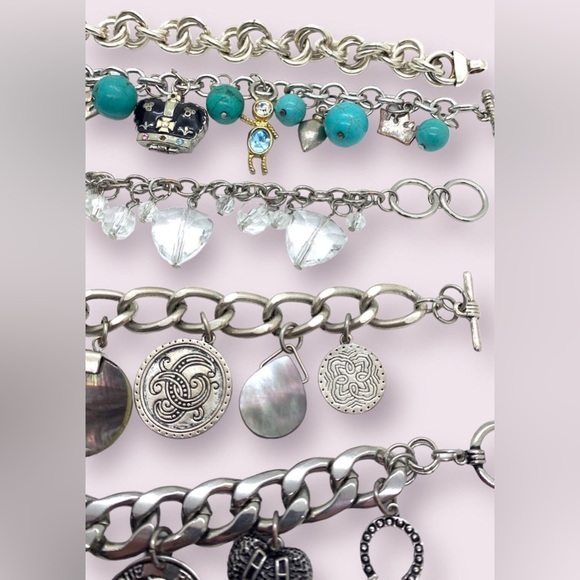 Retro Charm Bracelets Dangly Silver Jewelry Lot - Picture 6 of 11